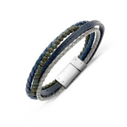 Bracelet en cuir bleu Victoria pour homme