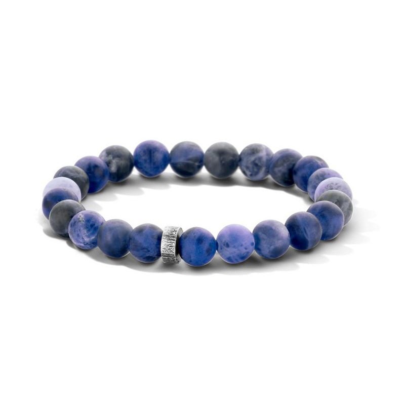 Bracelet élastique pour homme en perles bleues Victoria