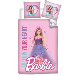 Parure de lit pour enfant Barbie Follow Your Heart 100 x 140 cm, 40 x 45 cm Classe II