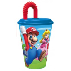 Gobelet en paille Super Mario Mushroom Kingdom, plastique 430 ml, classe II