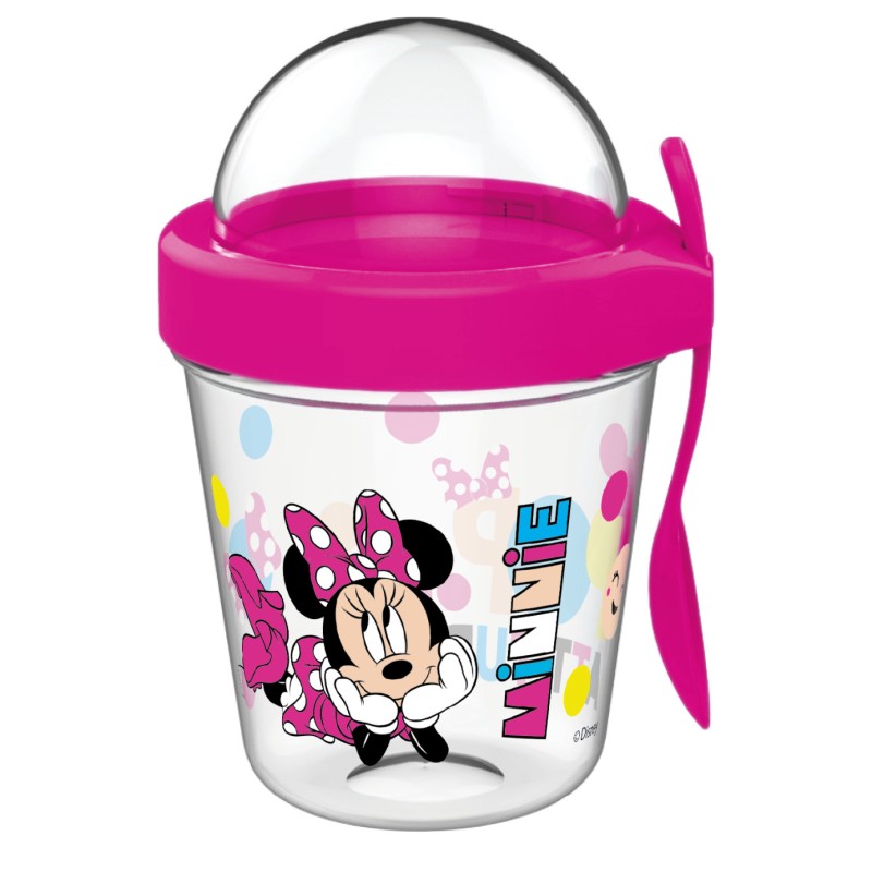 Gobelet à goûter Disney Minnie avec couvercle et cuillère 350 ml