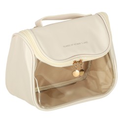 Sac cosmétique pour femmes organisateur de voyage sac de vacances spacieux pour hommes beige
