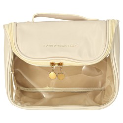 Sac cosmétique pour femmes organisateur de voyage sac de vacances spacieux pour hommes beige
