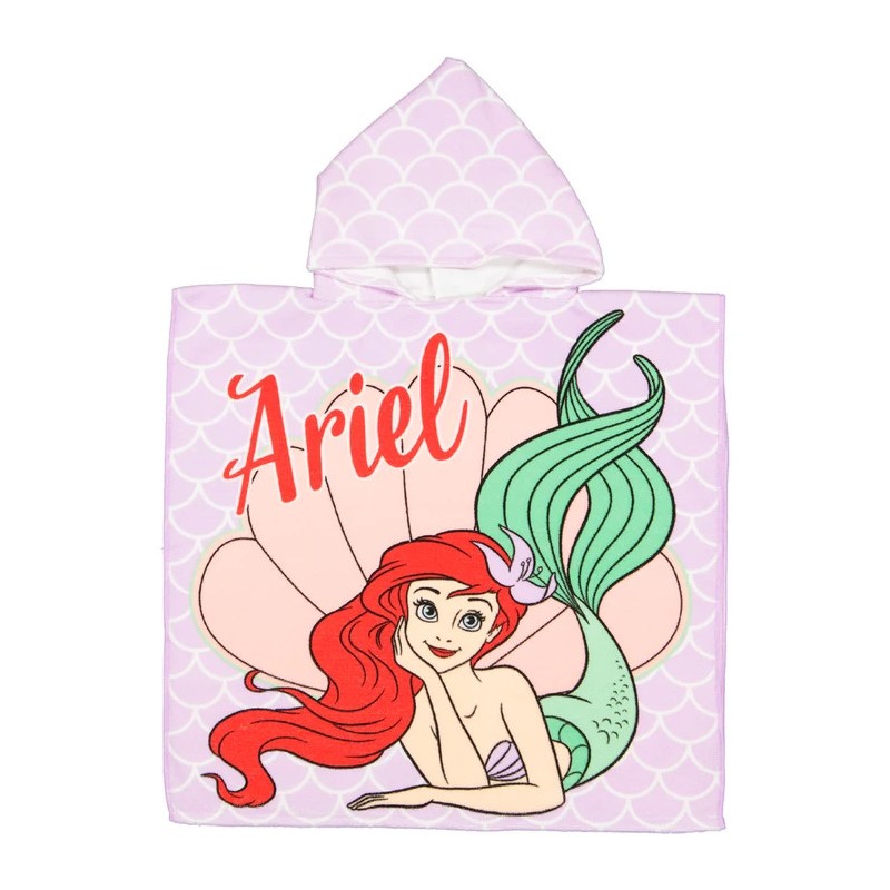 Serviette de plage poncho Disney Princess Ariel 60x120 cm (séchage rapide)