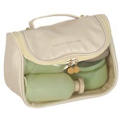 Sac cosmétique pour femmes organisateur de voyage sac de vacances spacieux pour hommes beige
