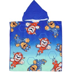 Serviette de plage poncho Paw Patrol Aqua 60x120 cm (séchage rapide)