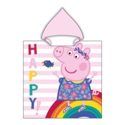 Peppa Pig Happy  beach towel poncho 55x110 cm (Fast Dry)