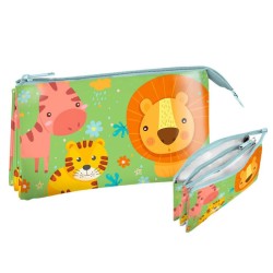 Urwald Jungle, trousse de toilette pour enfants avec animaux, trousse à crayons avec 3 compartiments