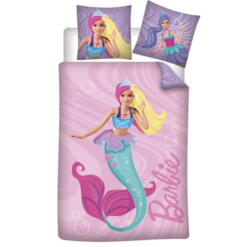 Ensemble de literie Barbie Mermaid 140 à 200 cm, 65 à 65 cm