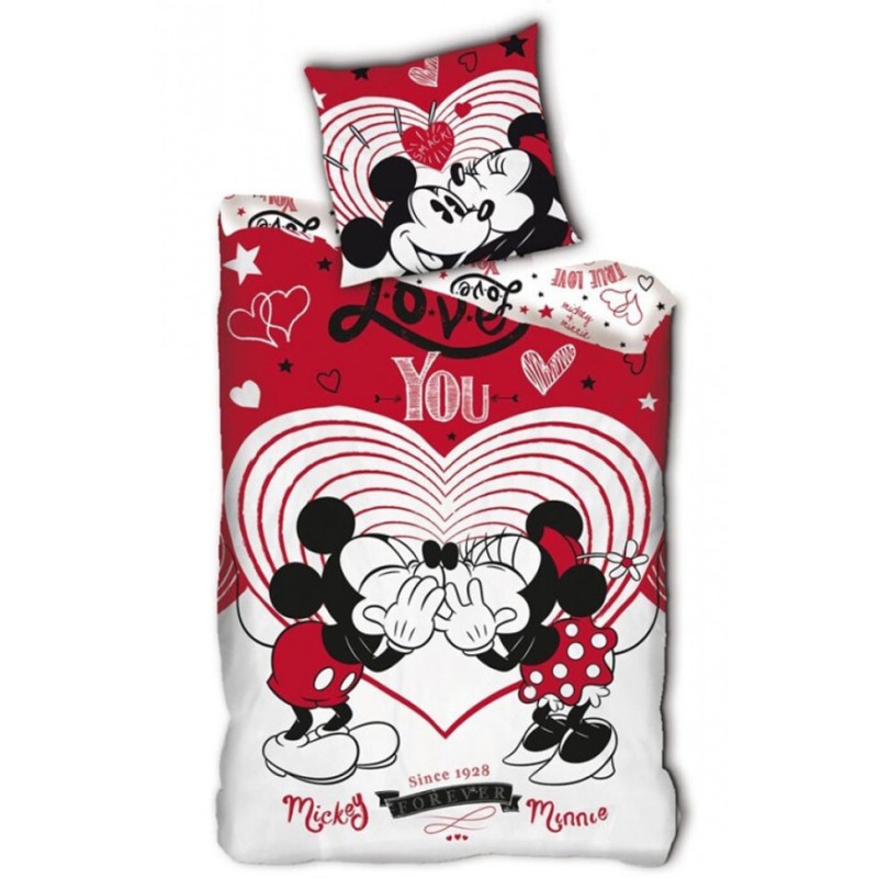 Disney Mickey Mickey Kiss Disney Minnie, Bettw√§schebezug 140x200cm, 63x63 cm Microfaser