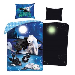 How To Train Your Dragon Together We Fly glow-in-the-dark bedding set 140×200cm, 70×90 cm