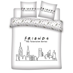 Friends White double, Double-Bettbezug 240√ó220cm, 63x63 cm Microfaser