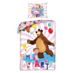 Masha and the Bear Party Time bed linen cover 140×200cm, 70×90 cm