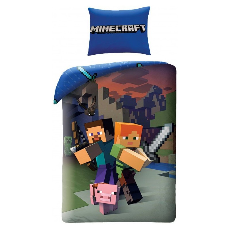 Minecraft Steve and Alex bedding set 140×200cm, 70×90 cm