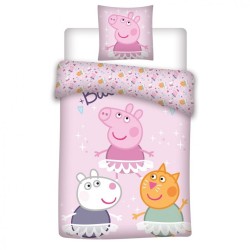 Parure de lit Peppa Pig Dance 140×200cm, 63×63 cm microfibre