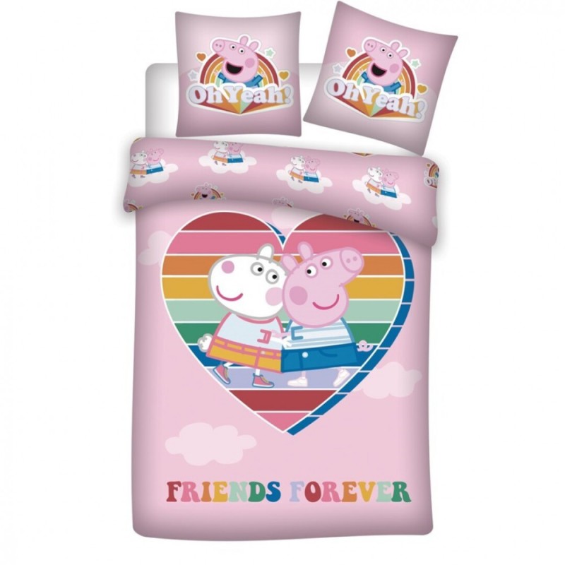 Parure de lit Peppa Pig Love 140×200cm, 63×63 cm microfibre