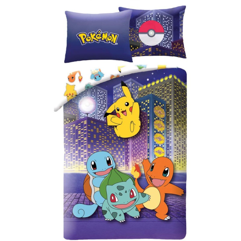 Pokémon City bedding set 140x200cm, 70x90 cm microfibre