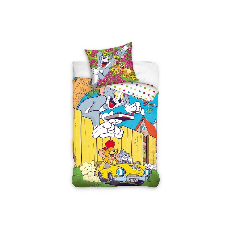 Tom and Jerry Yellow Car bedding set 140×200cm, 70x90 cm