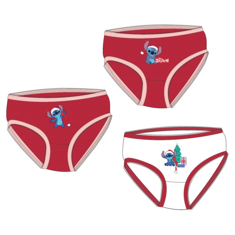 Sous-vêtements pour enfants Disney Lilo et Stitch Noël, slips 3 pièces/lot 6/8 ans