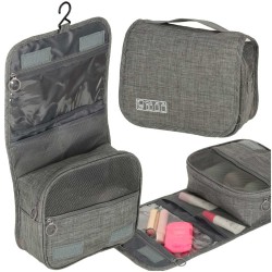 Sac suspendu de voyage cosmétique organisateur de cosmétiques pliant gris
