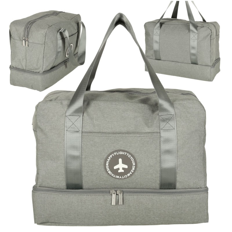 Sac de voyage bagage à main pour avion de voyage poches à poignées sacides 39x18x30 gris
