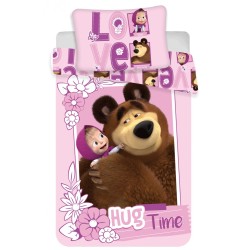 Masha and the Bear Hug Time Children's Bedding Set 100x135cm, 40x60 cm