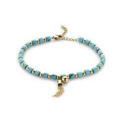 Victoria Gold-colored blue beaded bracelet