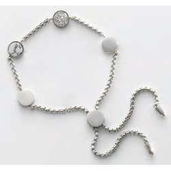 Bracelet Victoria argenté avec motif blanc et pierres