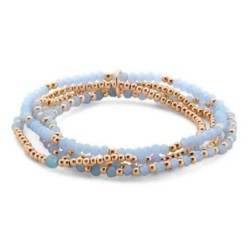 Bracelet Victoria en perles bleues couleur or rose