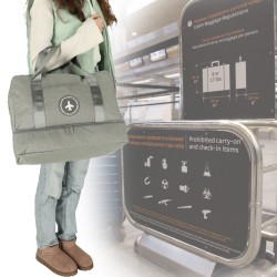 Sac de voyage bagage à main pour avion de voyage poches à poignées sacides 39x18x30 gris
