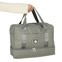 Sac de voyage bagage à main pour avion de voyage poches à poignées sacides 39x18x30 gris

