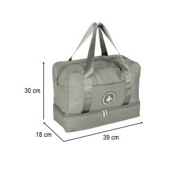 Sac de voyage bagage à main pour avion de voyage poches à poignées sacides 39x18x30 gris
