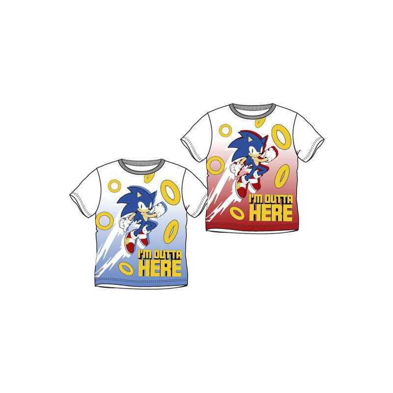 T-shirt à manches courtes pour enfants Sonic the Hedgehog Outta Here Sonic the Hedgehog, haut de 3 à 8 ans