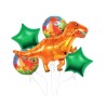 Ensemble de 5 ballons en aluminium préhistoriques à motif de dinosaures