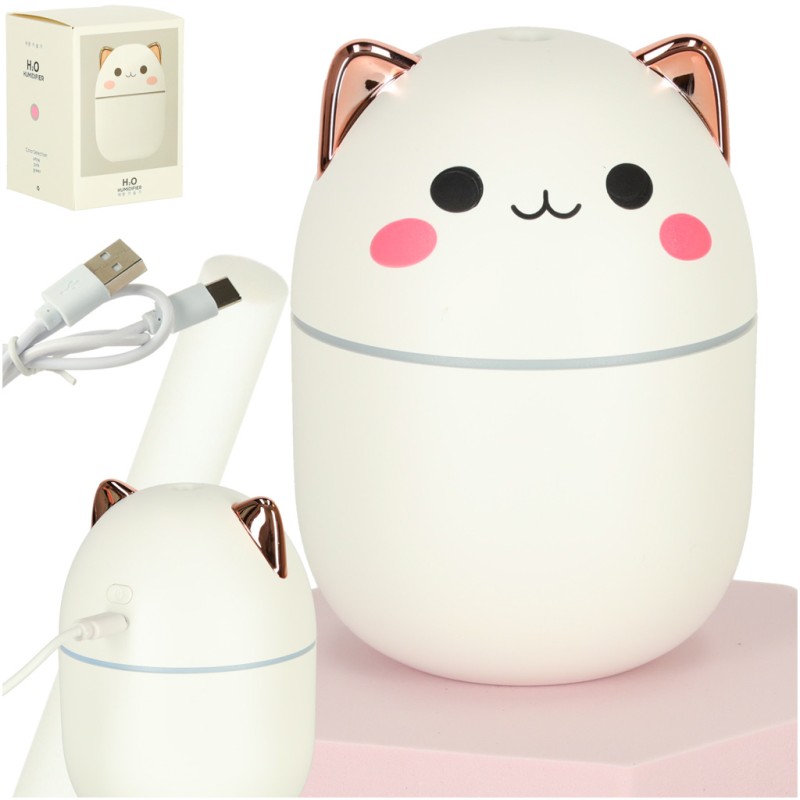 Humidificateur d'air diffuseur d'huile kitty blanc RGB

