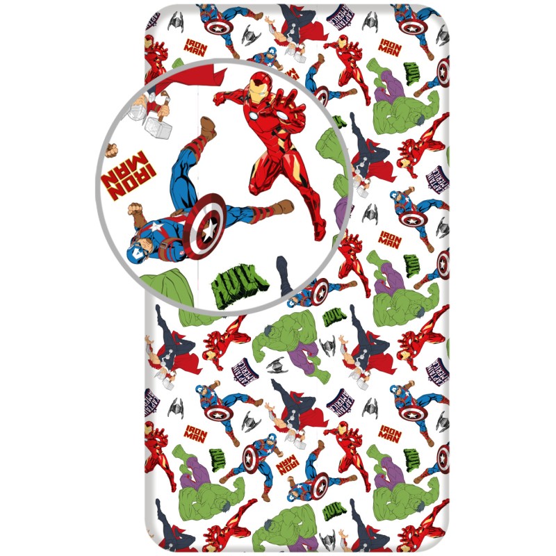 Avengers White fitted sheet 90x200 cm