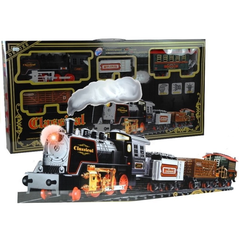 Circuit train électrique wagons  avec lumières et jeux de 650 cm