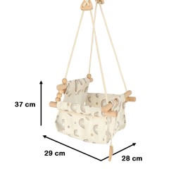 Balançoire pour enfants en tissu et bois suspendue arc-en-ciel