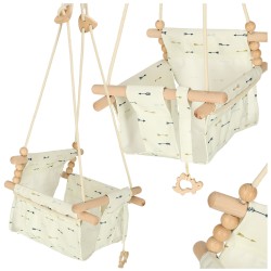 Balançoire en tissu pour enfants flèches suspendues en bois