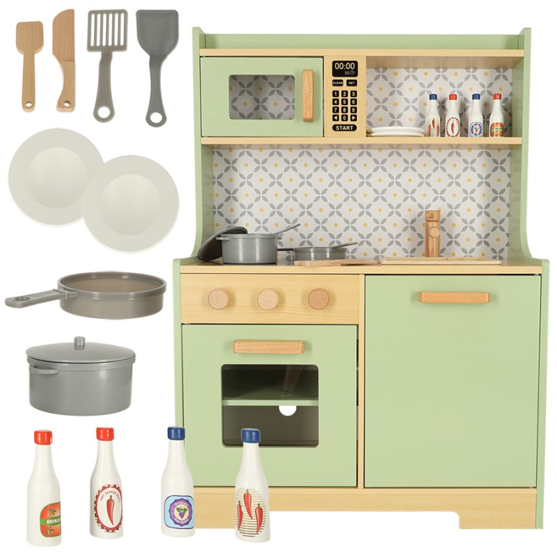 Cuisine en bois MDF menthe pour enfants / accessoires 