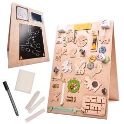 Wooden two-sided chalkboard manipulative board ZOO animals