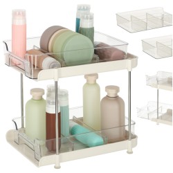 Organisateur pour bureau salle de bain cuisine acrylique à deux niveaux