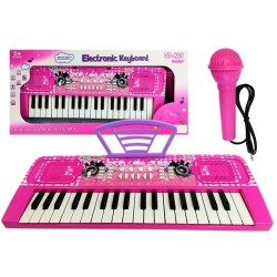 Clavier Piano Orgue Pour Enfants 37 Touches avec Microphone Rose