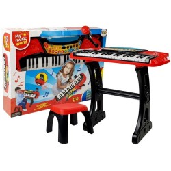 Clavier piano orgue pour enfant avec support et chaise 37 touches rouge